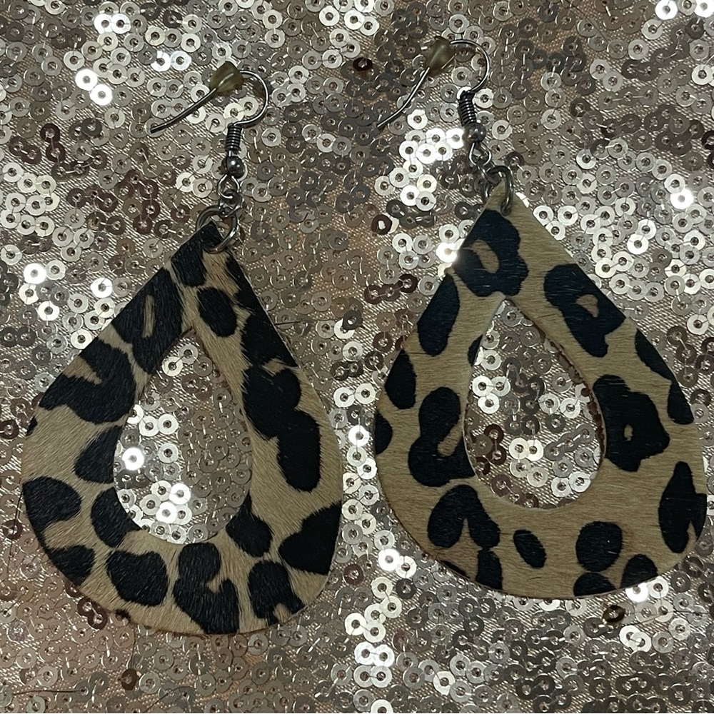 Leopard Print Teardrop Earrings